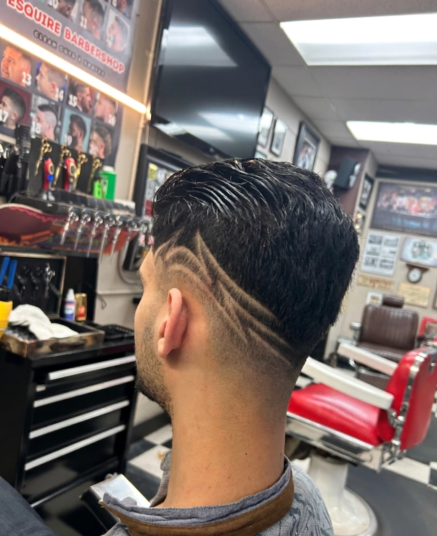 Razor line design cut — Esquire Barbershop Brandon MB